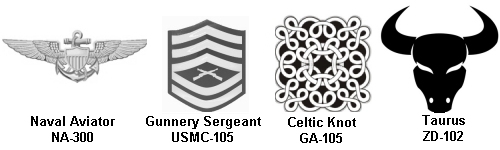 Laser Engraved Standard Graphics Icon Examples