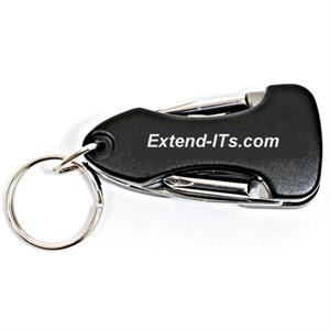 Miniature Multi-Tool Key Chain with LED Light, Black